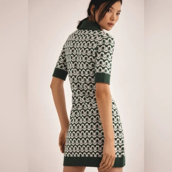 Maeve Short-Sleeve Collared Button-Front Knit Mini Dress Size L - Picture 2 of 15